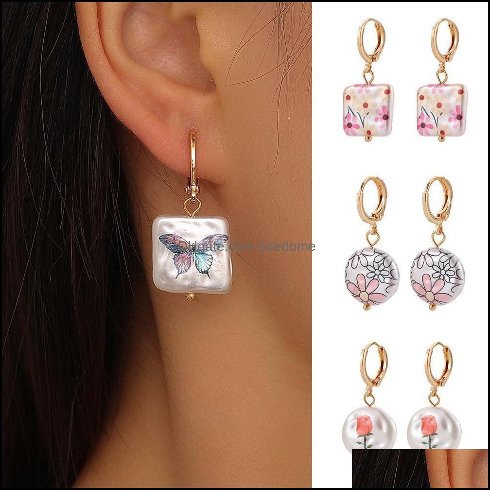 Dangle Chandelier Earrings Jewelry Women Fashion Baroque Pearl Elegant 18K Gold Butterfly Rose Flower Printed Female Dhrud
Dangle Chandelier Earrings Jewelry Women Fashion Baroque Pearl Elegant 18K Gold Butterfly Rose Flower Printed Female Dhrud