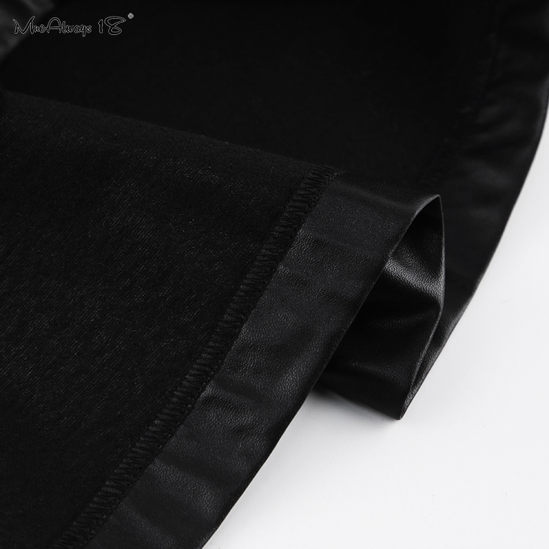 Mnealways18 Vintage Leather Women Skirts Bodycon High Waist A-Line Skirt Button Fashion Work Winter Ladies Short Zipper 220317