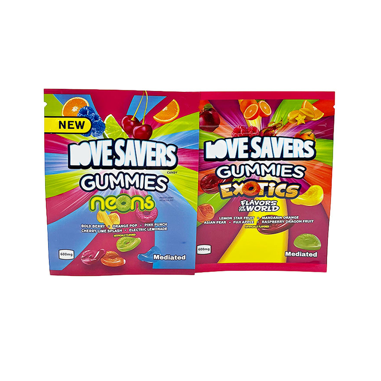 600 mg Love saver gummies bag ziplock smell proof candy packaging plastic mylar bags