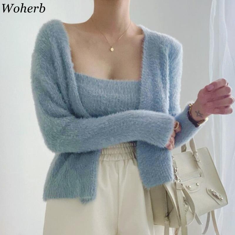 Women's Knits & Tees Woherb 2 Pieces Set Soft Sweater Cardigans +Sexy Camisole Tops Women 2022 Autumn Knitted Outfits Pull Femme Fashion, White
Women's Knits & Tees Woherb 2 Pieces Set Soft Sweater Cardigans +Sexy Camisole Tops Women 2022 Autumn Knitted Outfits Pull Femme Fashion, White
