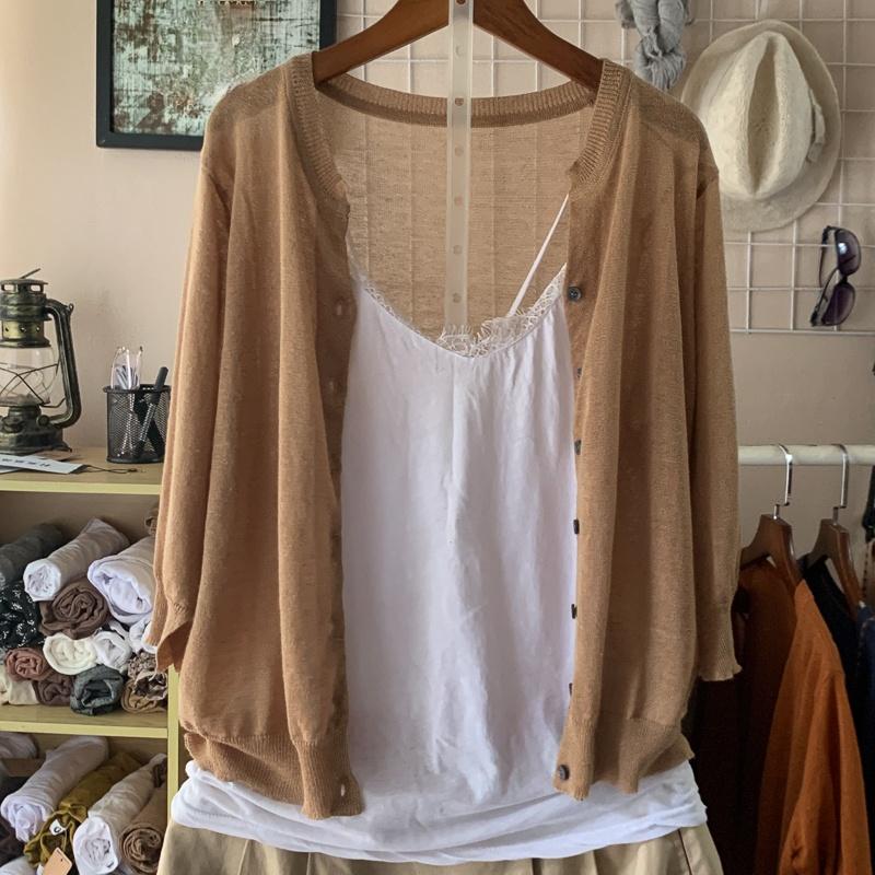 Women's Knits & Tees Lightweight Cotton Knitted Women Sweater Cardigan Summer Vintage 2022 O-Neck Half Sleeved Female Outwear Coats Tops, Beige
Women's Knits & Tees Lightweight Cotton Knitted Women Sweater Cardigan Summer Vintage 2022 O-Neck Half Sleeved Female Outwear Coats Tops, Beige