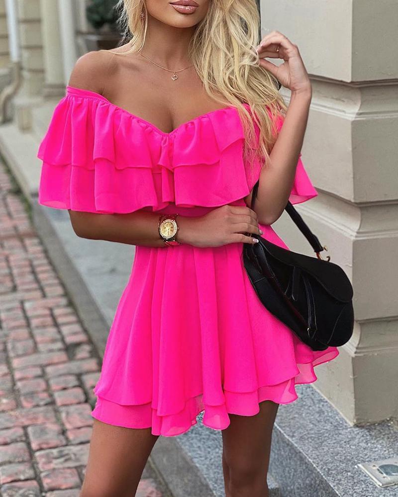 Casual Dresses Elegant Off Shoulder Ruffle Fit Flare Dress Women Solid Summer Mini DressCasual, Black
Casual Dresses Elegant Off Shoulder Ruffle Fit Flare Dress Women Solid Summer Mini DressCasual, Black