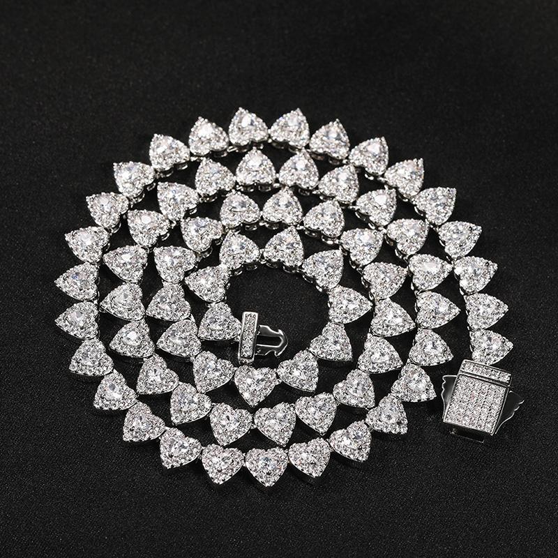 Chains Hip Hop Claw Setting CZ Stone Bling Iced Out Hearts Link Chain Necklaces For Men Women Unisex Rapper Jewelry GiftChains ChainsChains