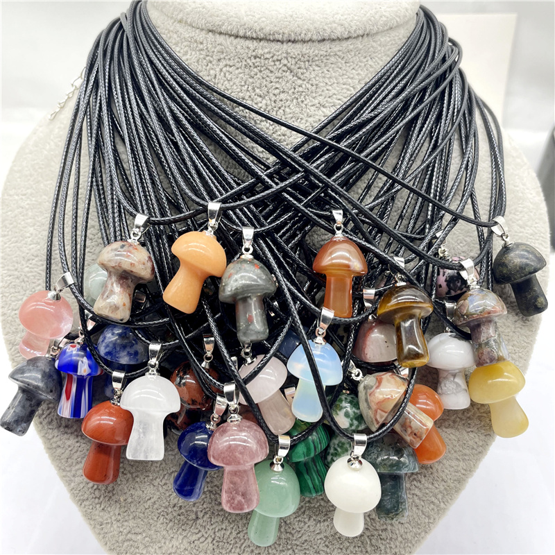 Mini Mushroom Natural Stone Carving Pendant Reiki Healing Crystals Rose Quartz Rope Chain Necklace For Women Jewelry Wholesale
Mini Mushroom Natural Stone Carving Pendant Reiki Healing Crystals Rose Quartz Rope Chain Necklace For Women Jewelry Wholesale