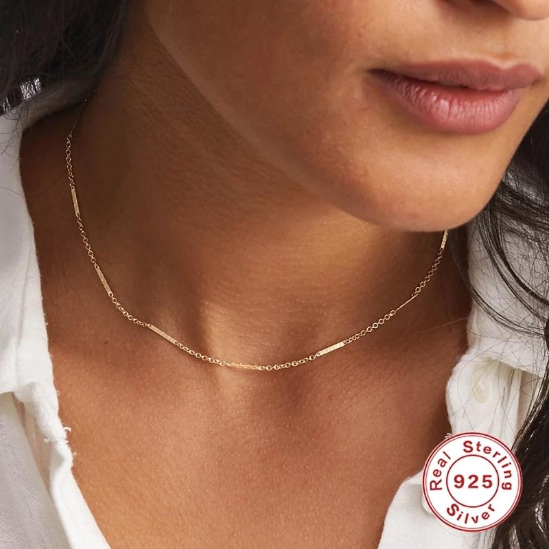 Other Aide 925 Sterling Silver Gold Chain Necklace For Women Gilrs Clavicle Bare Simple Choker Fashion Fine JewelryOther
Other Aide 925 Sterling Silver Gold Chain Necklace For Women Gilrs Clavicle Bare Simple Choker Fashion Fine JewelryOther