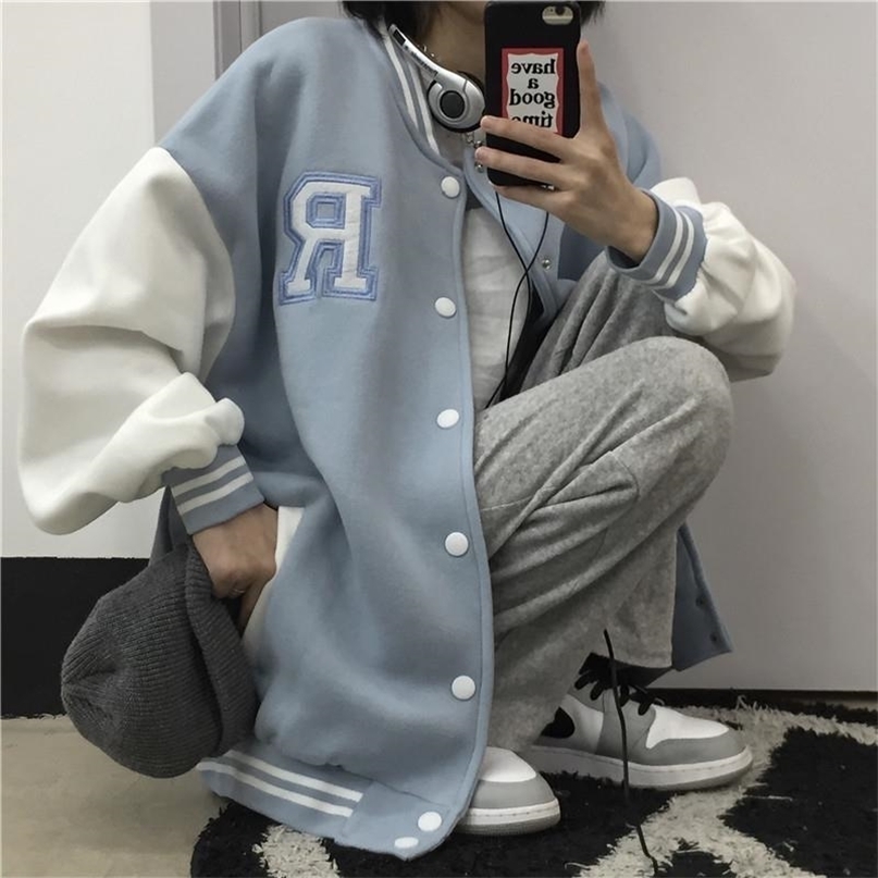 Baseball Jacket Women Korean Casual Loose Pocket Letter Print Oversized Bomber Sweatshirt Uniform Streetwear Couple Tops 220813, Grey
Baseball Jacket Women Korean Casual Loose Pocket Letter Print Oversized Bomber Sweatshirt Uniform Streetwear Couple Tops 220813, Grey