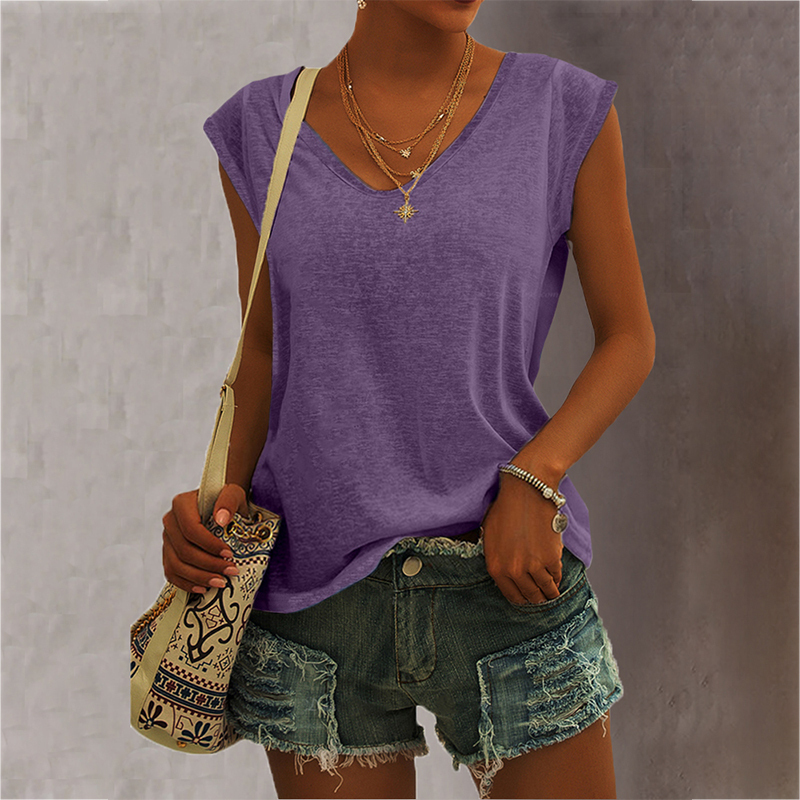 Umeko Solid Color Women Top Plus Size Casual Sexy Camisole Tanks Top Vneck Simple Loose Sleeveless Tshirts Vest Ropa Mujer 220527