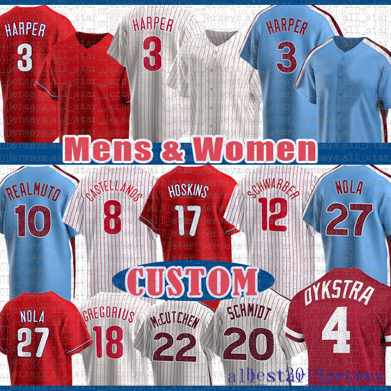 Philadelphia 3 Baseball Phillies Jersey Bryce 10 J.T. Realmuto Harper 8 Nick Castellanos Kyle Schwarber Rhys Hoskins Lenny Mike Schmidt Dykstra Aaron Nola 2022, Mens(feichengren)
Philadelphia 3 Baseball Phillies Jersey Bryce 10 J.T. Realmuto Harper 8 Nick Castellanos Kyle Schwarber Rhys Hoskins Lenny Mike Schmidt Dykstra Aaron Nola 2022, Mens(feichengren)