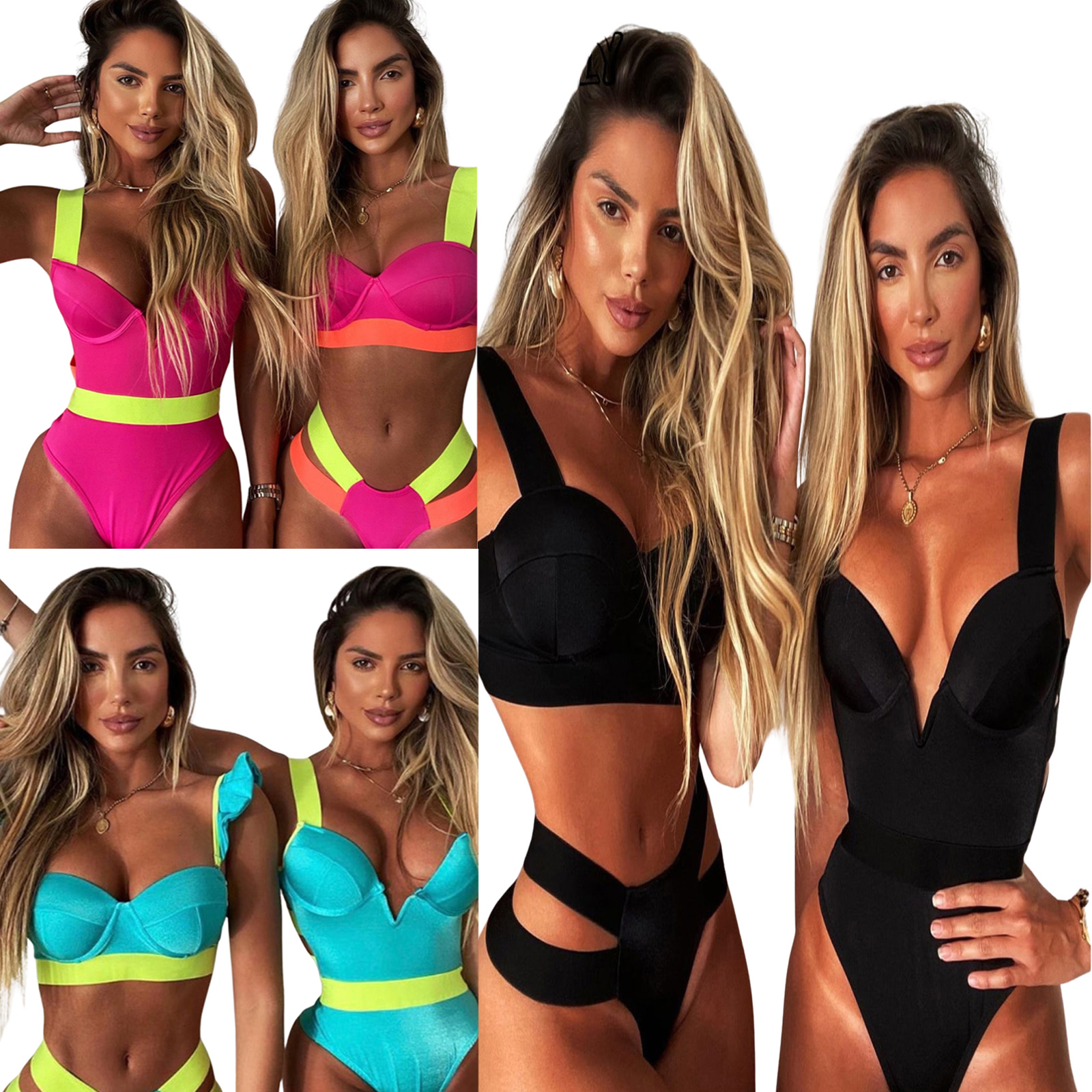 Sexy Patchwork Two Piece Swimwear Womens V-neck Crop Tank Tops with Hollowed Side High Waist e Bottoms Bathing Suit
Sexy Patchwork Two Piece Swimwear Womens V-neck Crop Tank Tops with Hollowed Side High Waist e Bottoms Bathing Suit
