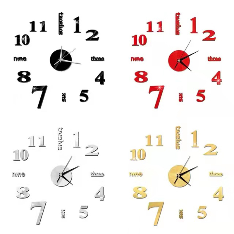 3D Wall Clock Mirror Wall Stickers Creative DIY Watch Clock Removable Art Decal Sticker Home Decor Living Room Quartz Needle Hot