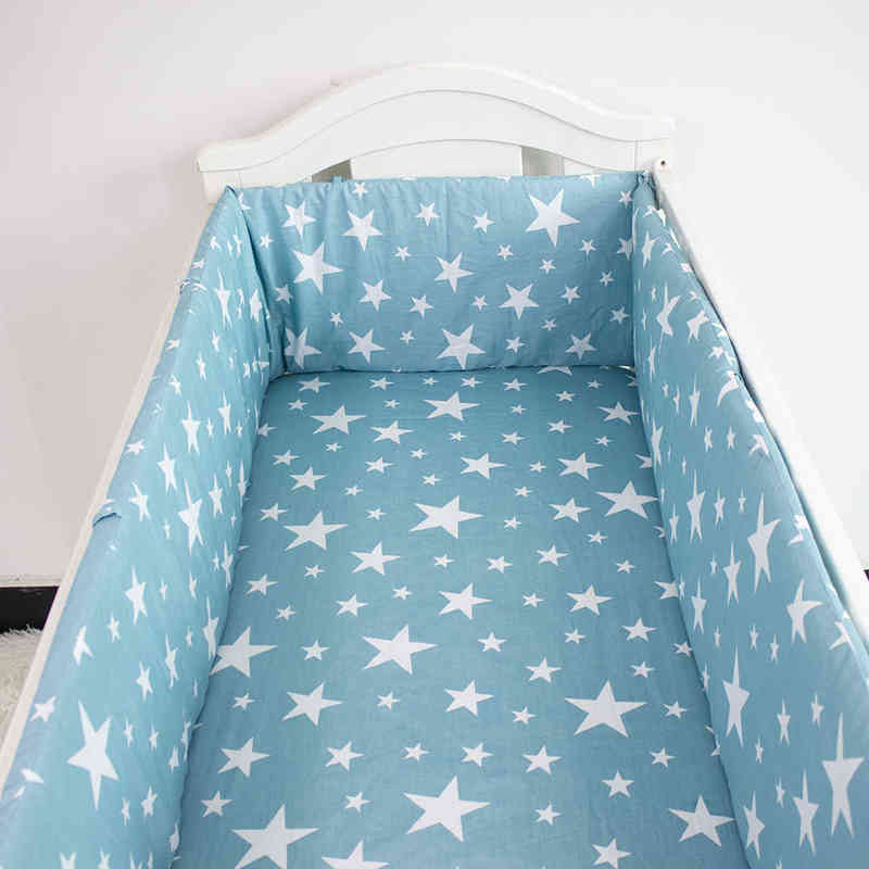 Baby Crib Bumper Set Newborn Polka Dot Cotton Printed Cot Bumpers in Crib Infant Protector For Baby Boy Girl Boy 200*30cm G220421