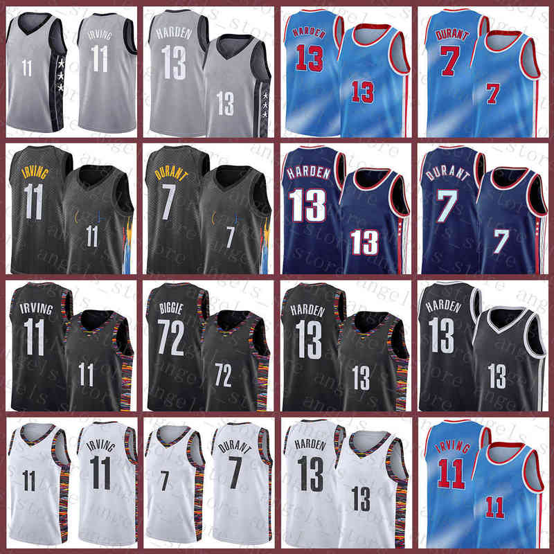 New Kevin Basketball Jersey 7 Durant James 13 Harden Kyrie Mens 11 Irving 72 Biggie Blue