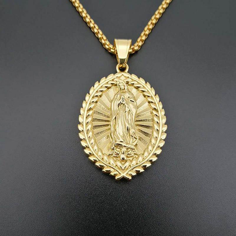 Pendant Necklaces Hip Hop Gold Color Stainless Steel Wheat Ears Virgin Mary Round Pendants Necklace For Men Rapper JewelryPendant
Pendant Necklaces Hip Hop Gold Color Stainless Steel Wheat Ears Virgin Mary Round Pendants Necklace For Men Rapper JewelryPendant