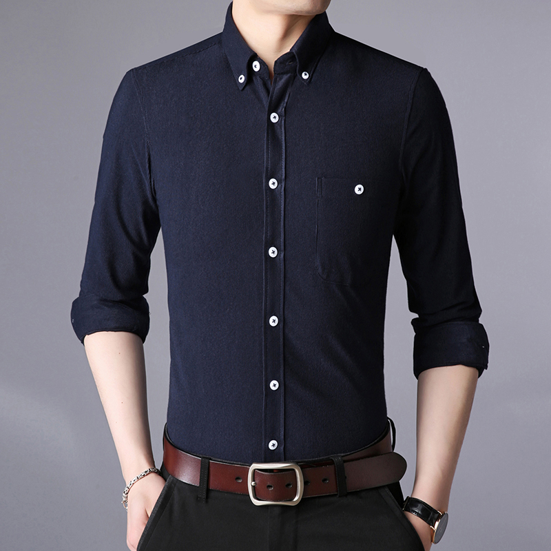 High quality autumn winter shirt men lapel Business long sleeve shirts zde2085 220322