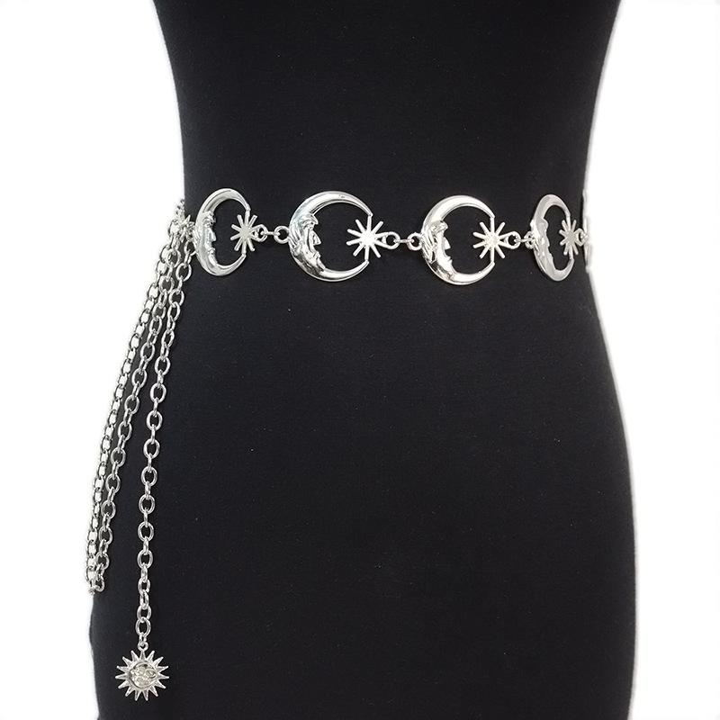 Belts Unique Moon Sun Chain Belt Women Fashion Metal Shiny Wide Female Jeans Dress Waistband Brand Design 2022Belts, Silver
Belts Unique Moon Sun Chain Belt Women Fashion Metal Shiny Wide Female Jeans Dress Waistband Brand Design 2022Belts, Silver