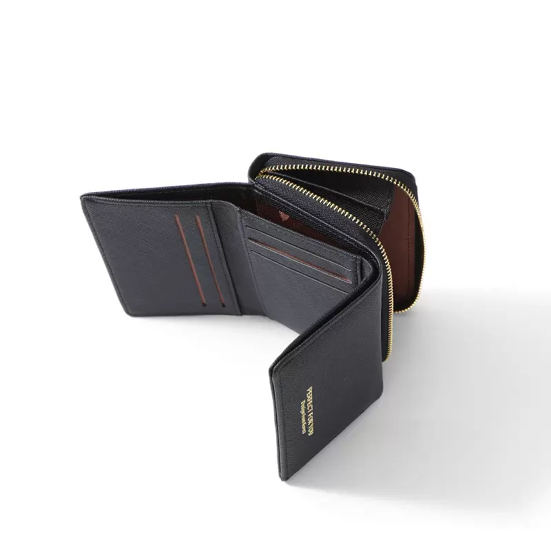 Wallets Weichen Lady's Cross Pattern Zipper Short Three Fold Student Wallet