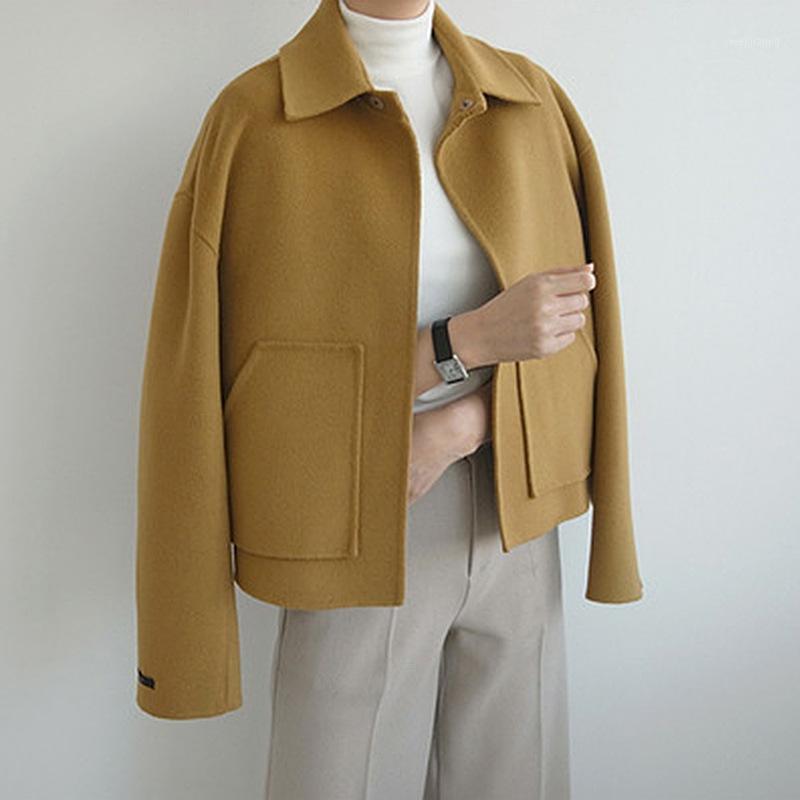 Women's Wool & Blends Drop Shoulder Loose Handmade Coat 2022 Women Autumn Winter Double-Sided Cocoon Woolen Short Oversized Solid Color, Mustard yellow
Women's Wool & Blends Drop Shoulder Loose Handmade Coat 2022 Women Autumn Winter Double-Sided Cocoon Woolen Short Oversized Solid Color, Mustard yellow