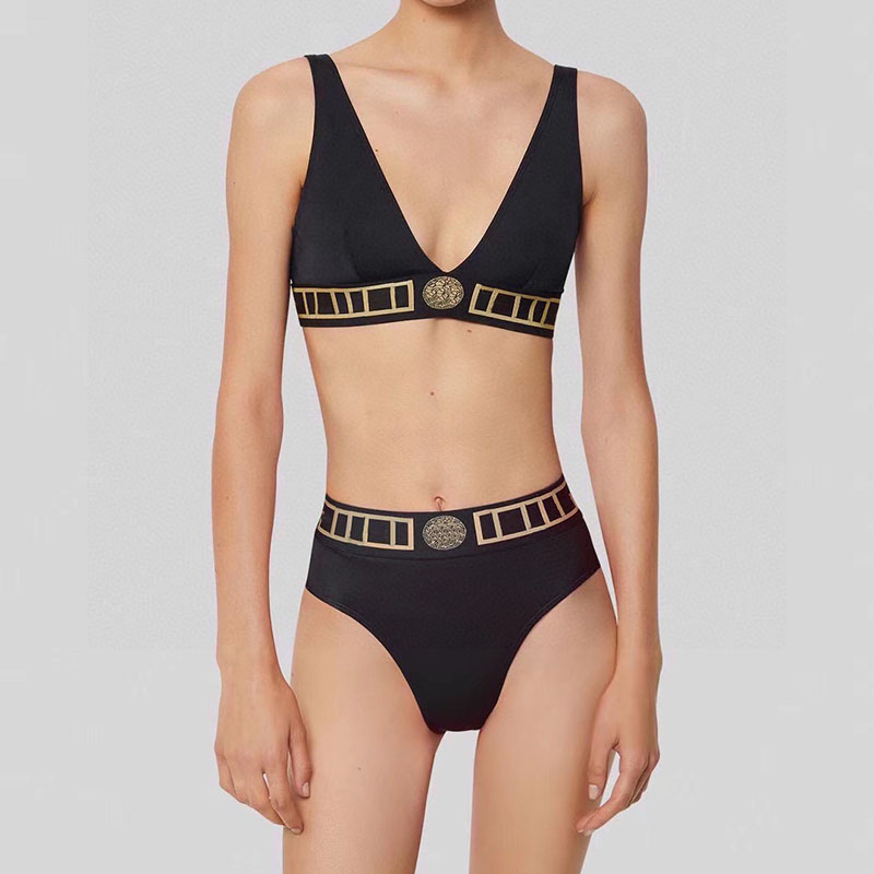 Women Bikini Grecas Border One-piece Swimsuit Low Back Triangle Swimwear Summer Beach Tankinis Classic Designers Triangle Bikinis Top with box, Color 1
Women Bikini Grecas Border One-piece Swimsuit Low Back Triangle Swimwear Summer Beach Tankinis Classic Designers Triangle Bikinis Top with box, Color 1