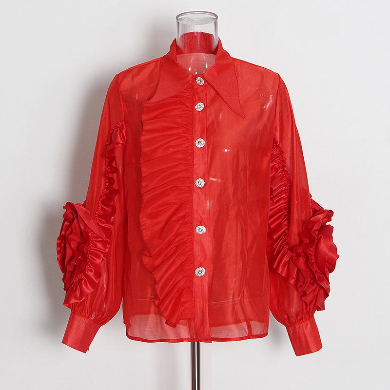 Women' Blouses & Shirts SuperAen Organza Blouse Spring/summer 2022 Flounce Patchwork Single-breasted Solid Turn Down Collar ShirtWomen, Pink
Women' Blouses & Shirts SuperAen Organza Blouse Spring/summer 2022 Flounce Patchwork Single-breasted Solid Turn Down Collar ShirtWomen, Pink
