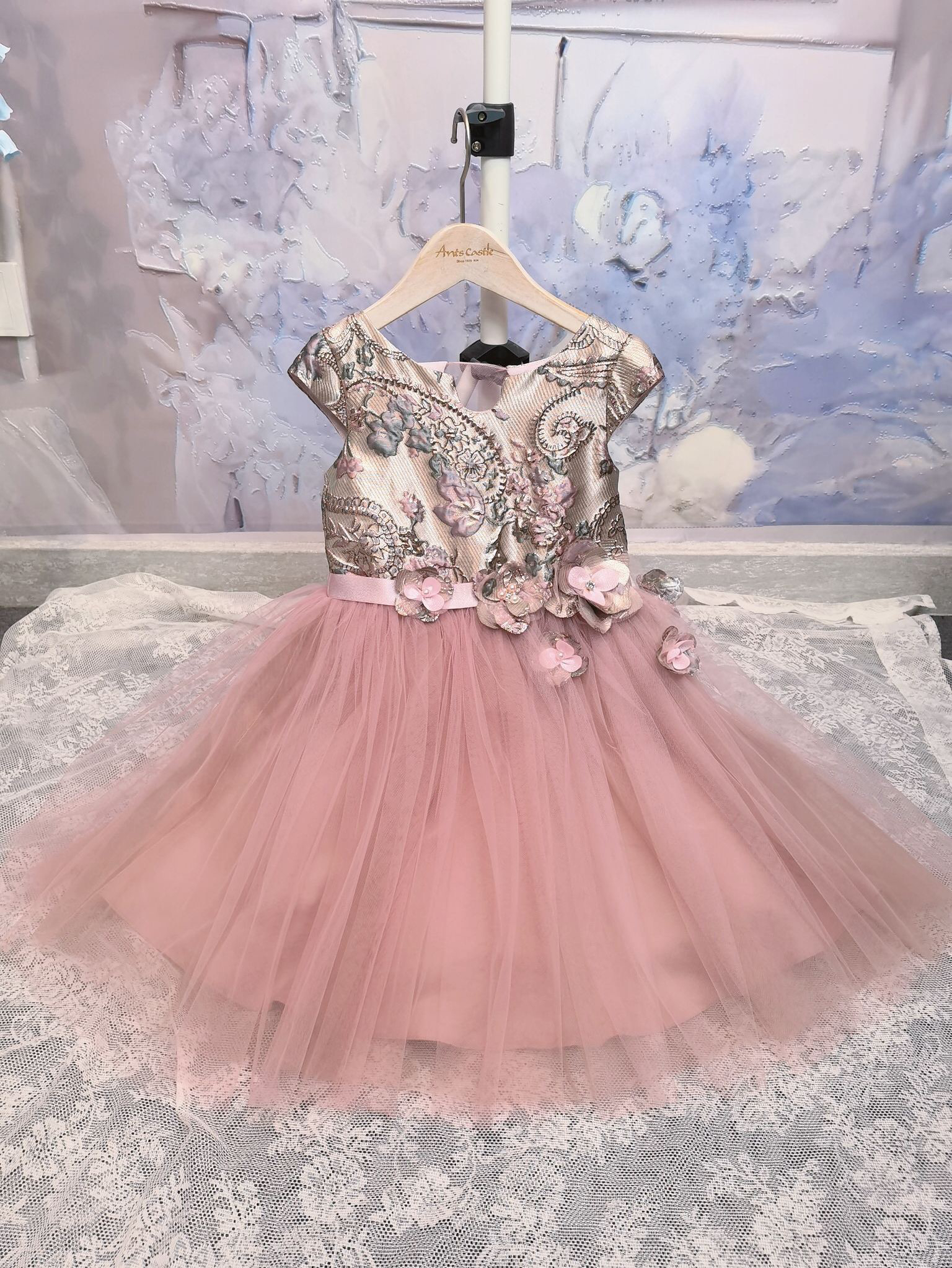 customized style Kids Girls Wedding Dress Baby Girl Sequined Flowers Dresses Fashion Children clothing high quality h