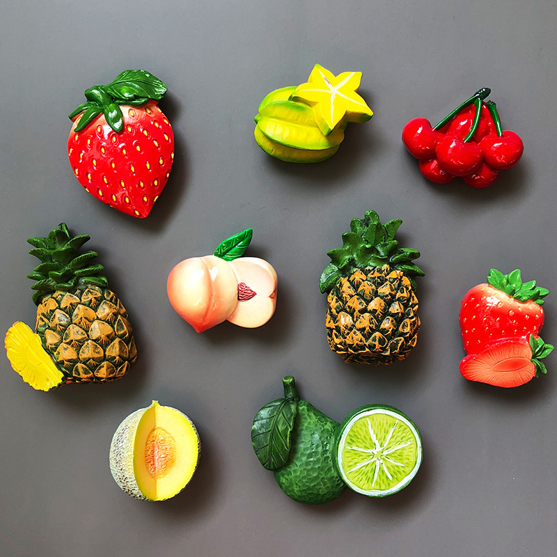 Creative 3D fresh fruit refrigerator magnetic stickers magnetic food room decoration Pineapple lemon cherry fridge magnets gift