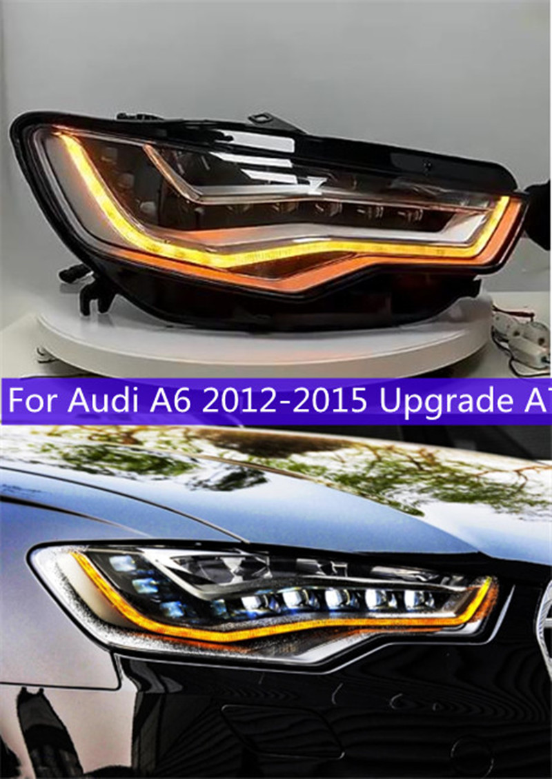 One Pair LED DRL Head Lights For Audi A6 2012-15 Upgrade A7 high beam front lamp Turn Signal Headlight Assembly