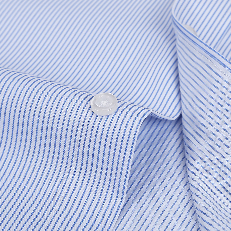 Anti-Wrinkle Men Work Shirts Regular Fit Long Sleeve Casual Dress Checkered Shirt Mens Purple Striped Clothing With Front Pocket 220322