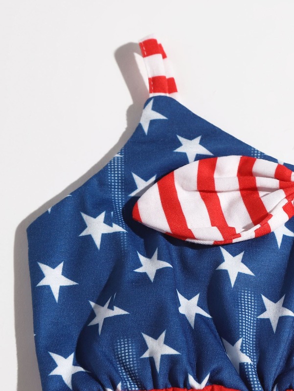 Baby girl stripe and star suspender Jumpsuit SHE