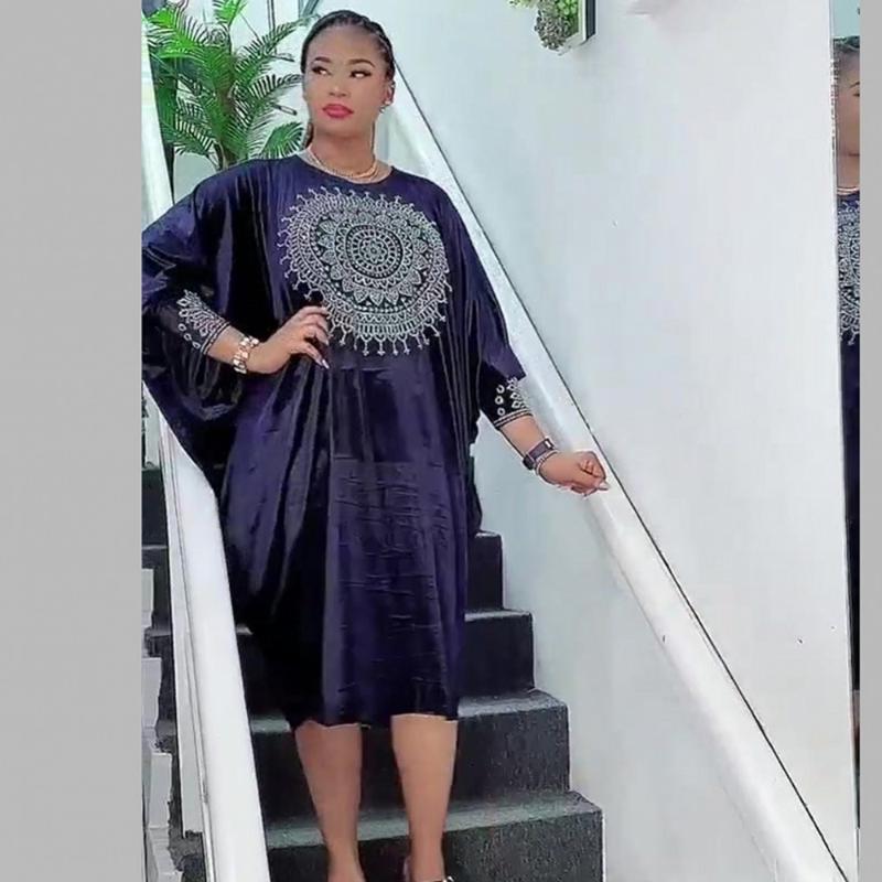 Ethnic Clothing Gold Velvet Diamond African Party Dresses For Women Bat Sleeve Solid Loose Dress Muslim Robe Spring AutumnEthnic
Ethnic Clothing Gold Velvet Diamond African Party Dresses For Women Bat Sleeve Solid Loose Dress Muslim Robe Spring AutumnEthnic