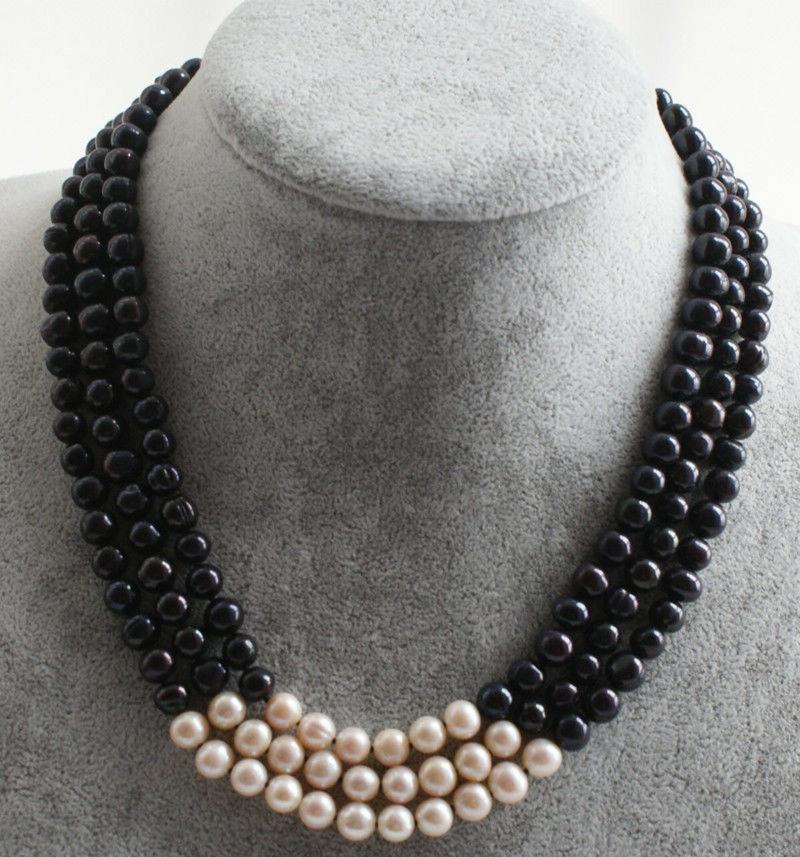 Chains Rows 6-7mm Natural Black & White FreshWater Pearl Women Jewelry Necklace 17-19"Chains
Chains Rows 6-7mm Natural Black & White FreshWater Pearl Women Jewelry Necklace 17-19"Chains