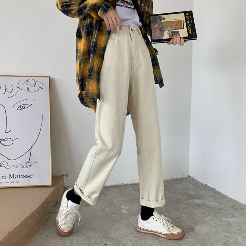 Jeans Women Blue Vintage Baggy Allmatch Harajuku Japanese Style High Waist Boyfriend Unisex Full Length Spring Pure Streetwear 220815