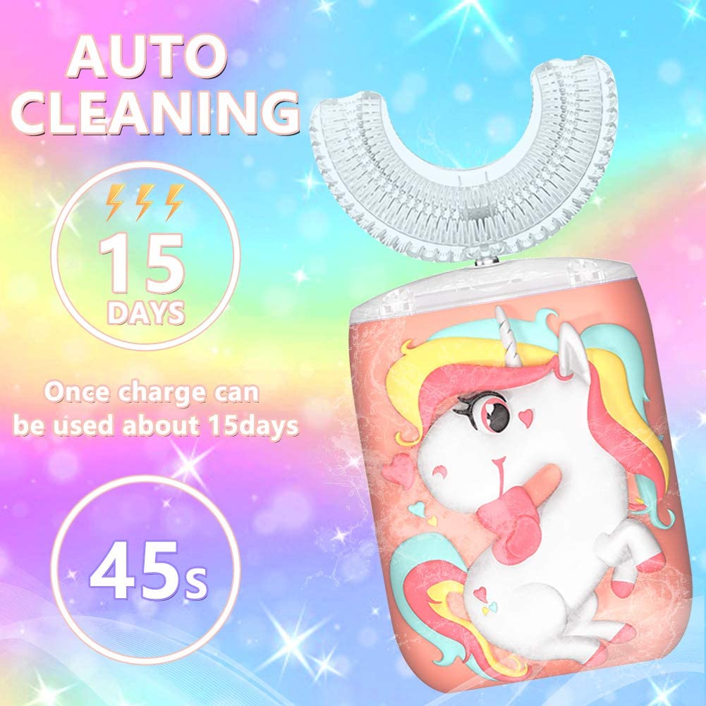 Ultra Sonic Silicone U Shape Toothbrush For Kids Smart Electronic Automatic USB Rechargeable Tooth brush Children IPX7 Waterproof Safe Use Teeth Clean