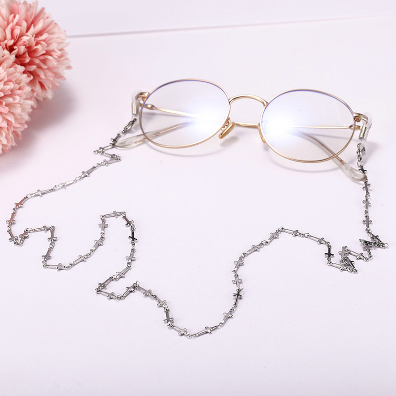 Stainless Steel Cross Sunglasses Chain Reading Glasses Strap Gothic Eyewear Cord Eyeglass Neck Rope Gift for Women Men 220615