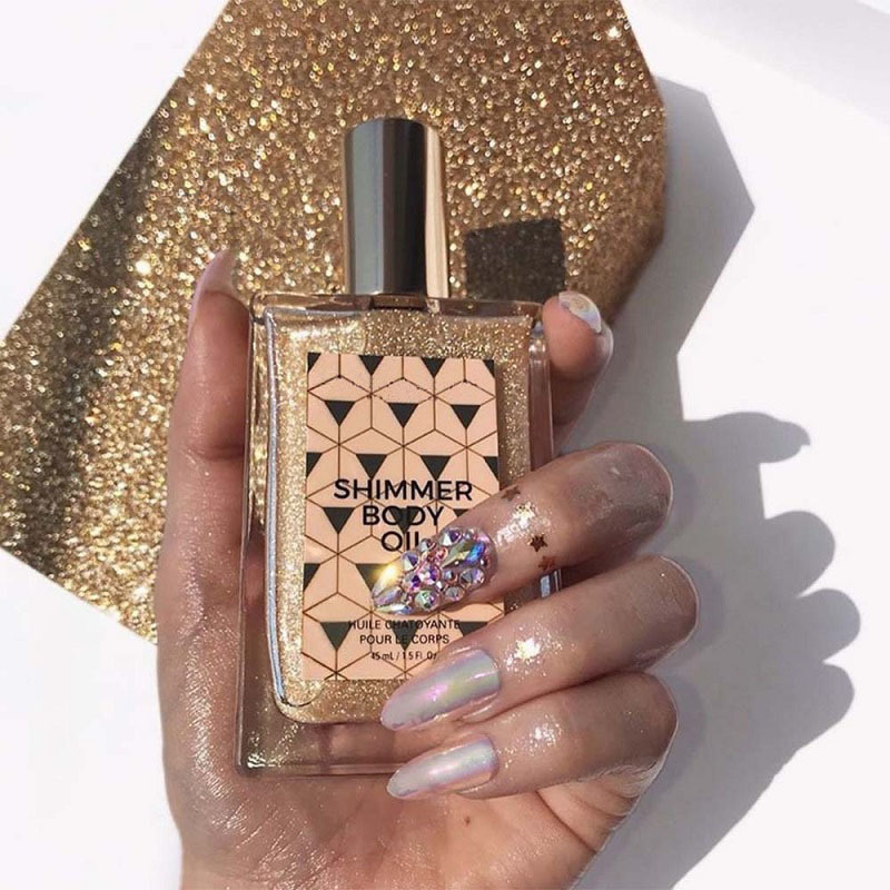 Beauty Items Brand New Cosmetics Shimmer Body Oil 50ML Face Glitter Highlight Liquid Oiled Primer Makeup Body Glow and Moisturized Skin Care Free Ship