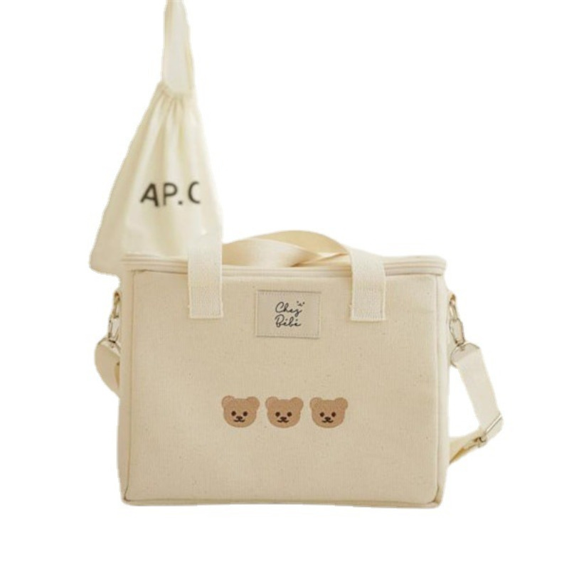 Multifunctional Mother Baby Bag Diaper Bags Waterproof Bear Embroidery Thermal Insulation Mommy Bag Fashion Food Storage Bags 220514