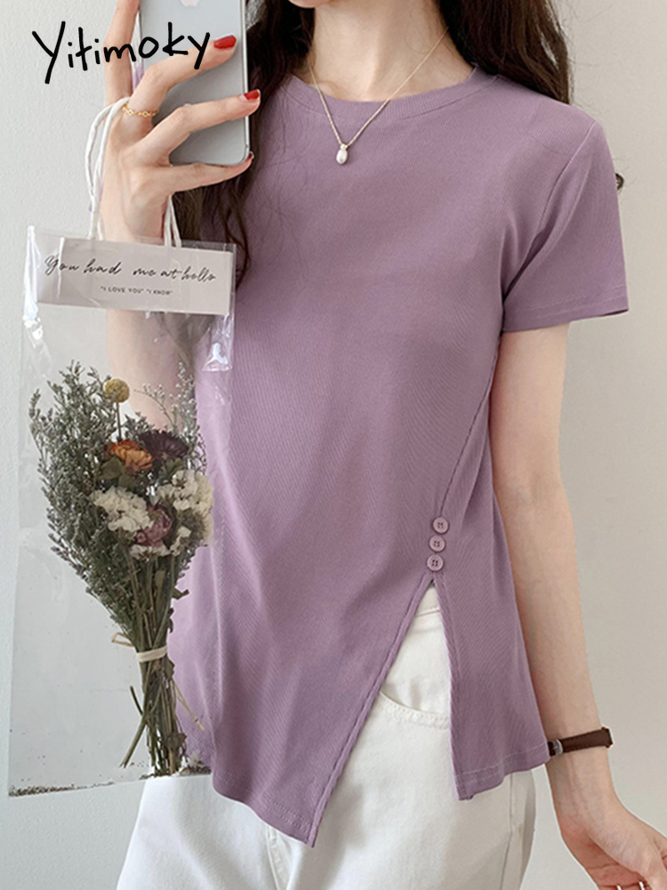 Yitimoky Split Shirts for Women Y2k Tops Harajuku Shirt Korean Fashion Summer O Neck Casual Elegant Black White Tees 220615, Gray
Yitimoky Split Shirts for Women Y2k Tops Harajuku Shirt Korean Fashion Summer O Neck Casual Elegant Black White Tees 220615, Gray