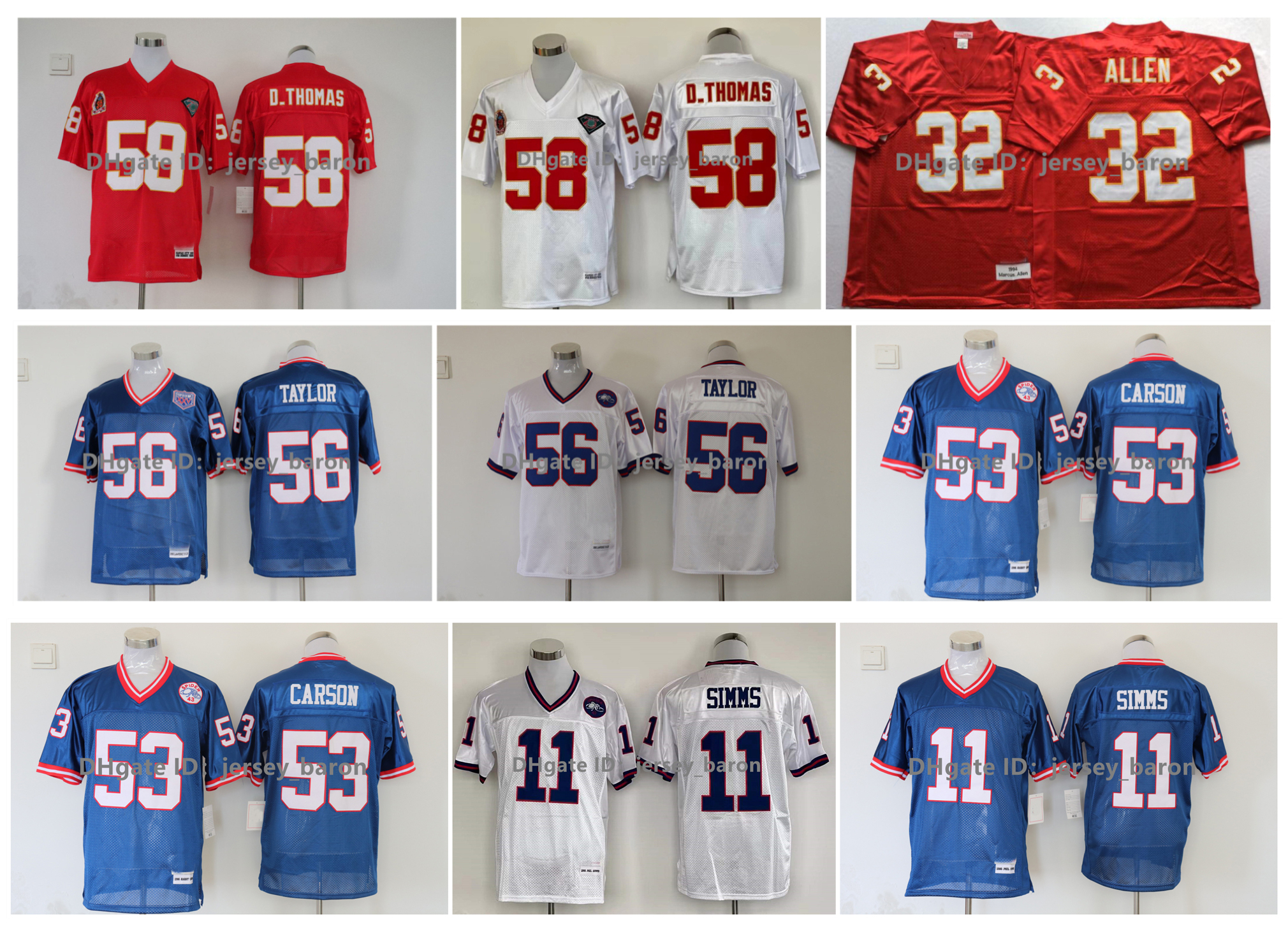Throwback Football Jersey Derrick Thomas Len Dawson Marcus Allen Lawrence Taylor Joe Montana Mark Bavaro Phil Simms Harry Carson Carl Banks &N Blue White Red, As pic
Throwback Football Jersey Derrick Thomas Len Dawson Marcus Allen Lawrence Taylor Joe Montana Mark Bavaro Phil Simms Harry Carson Carl Banks &N Blue White Red, As pic