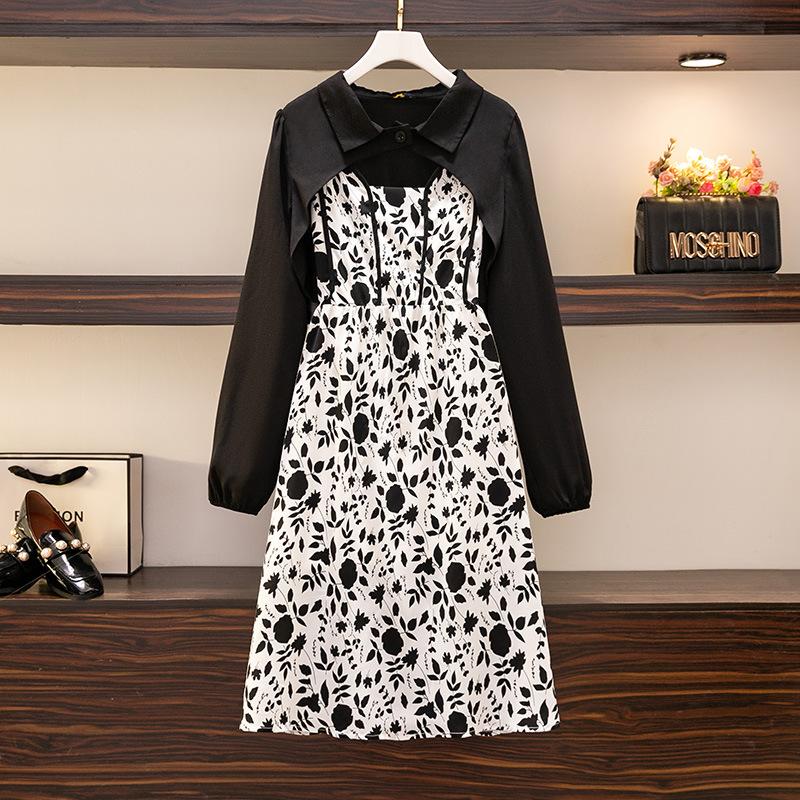 Plus Size Dresses Spring Autumn For Women Large Loose Long Sleeve Floral Print Dress Two Piece Set, Black
Plus Size Dresses Spring Autumn For Women Large Loose Long Sleeve Floral Print Dress Two Piece Set, Black
