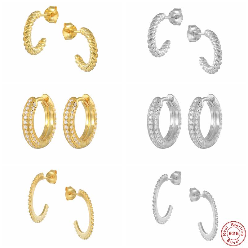 Hoop & Huggie Aide 925 Sterling Silver Gold Pave Zircon Earrings For Women Luxury Twisted Big Half Circle Beads JewelryHoop
Hoop & Huggie Aide 925 Sterling Silver Gold Pave Zircon Earrings For Women Luxury Twisted Big Half Circle Beads JewelryHoop