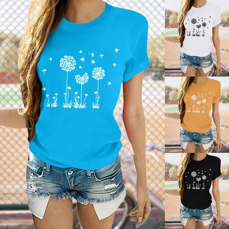 Women' T-Shirt Women Funny Dandelion Print Round Neck Short Sleeve Top T Shirt Ladies Gray Tops Trashier ShirtsWomen, Black
Women' T-Shirt Women Funny Dandelion Print Round Neck Short Sleeve Top T Shirt Ladies Gray Tops Trashier ShirtsWomen, Black