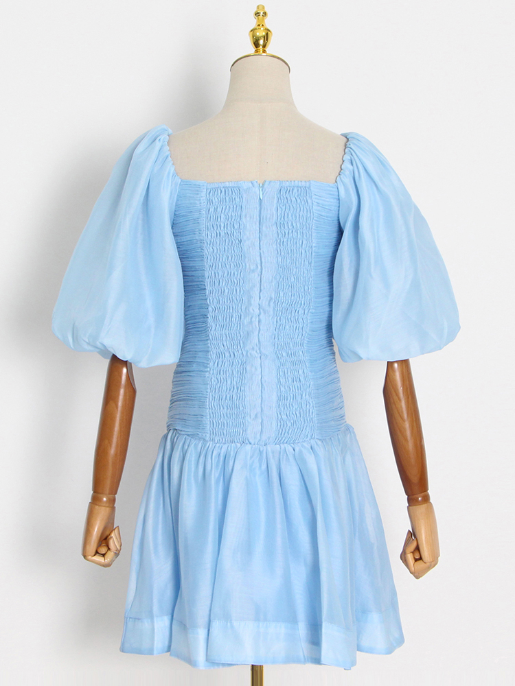 TWOTWINSTYLE Solid Cut Out Dress For Women V Neck Short Sleeve High Waist Ruched Mini Dresses Female Summer Clothing 220613