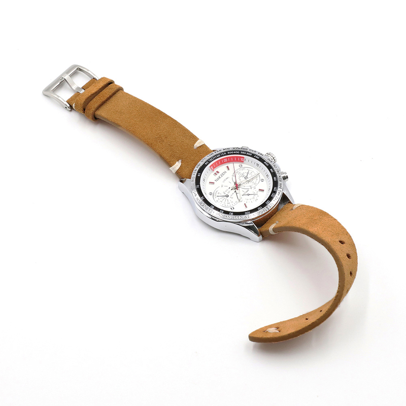 Suede Leather Watch Strap Band 18mm 20mm 22mm 24mm Brown Coffee Watchstrap Handmade Stitching Replacement Wristband 220706