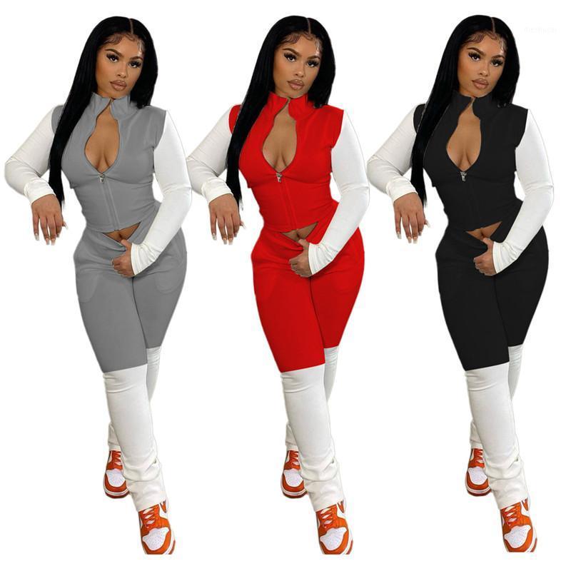 Women' Two Piece Pants Women Stitching Long Sleeve Zippered Jacket Elastic Waist Trousers Street Fashion Set Winter, Black
Women' Two Piece Pants Women Stitching Long Sleeve Zippered Jacket Elastic Waist Trousers Street Fashion Set Winter, Black
