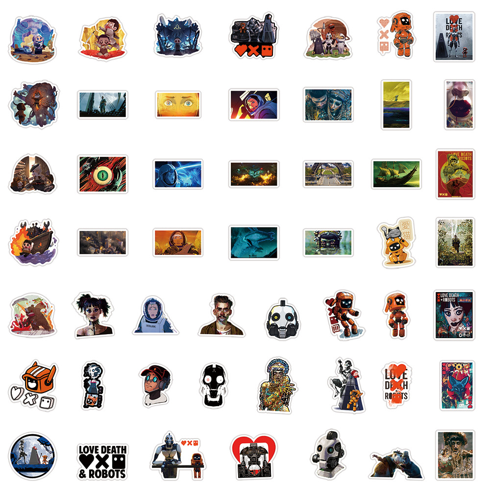 50pcs New Love Death And Robots Cartoon Graffiti Stickers Luggage Laptop Ipad Skateboard Guitar Car Sticker Wholesale