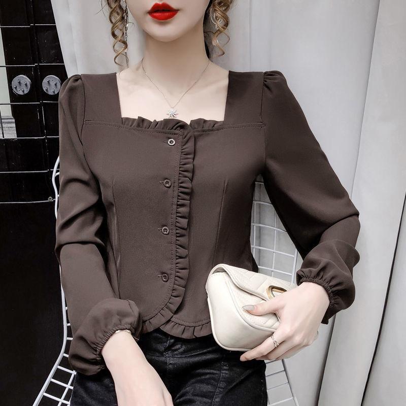 Women's Blouses & Shirts Pure Color Chiffon Shirt Ladies Autumn Slim Temperament Square Collar Long Sleeves Ruffled Short Bottoming Female B, White
Women's Blouses & Shirts Pure Color Chiffon Shirt Ladies Autumn Slim Temperament Square Collar Long Sleeves Ruffled Short Bottoming Female B, White