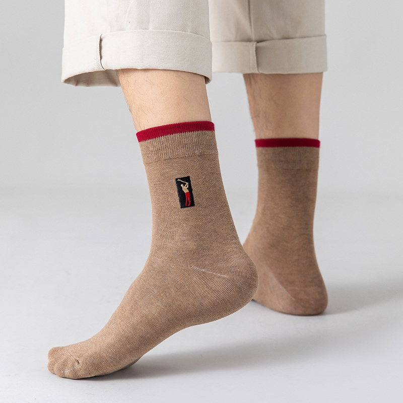 5 pairs High Quality Embroidery Men's Cotton Socks For Male Business Deodorant Dress socks men's Outdoor Baseball 220323