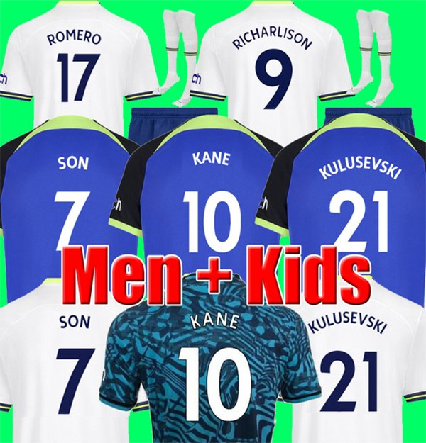 KANE SON 22 23 RICHARLISON Soccer Jersey KULUSEVSKI HOJBJERG SPENCE PERISIC LENGLET 2022 2023 LUCAS ROMERO Tottenham Football kit shirt SPURS home tops Men kids sets
KANE SON 22 23 RICHARLISON Soccer Jersey KULUSEVSKI HOJBJERG SPENCE PERISIC LENGLET 2022 2023 LUCAS ROMERO Tottenham Football kit shirt SPURS home tops Men kids sets