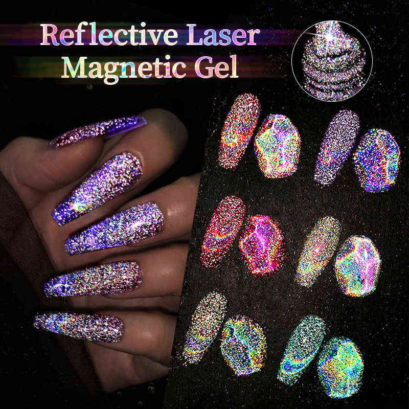 NXY Nail Gel Reflective Cat Magnetic Laser Polish Rainbow Sparkling Semi Permanent Soak Off Uv Led Varnish Art 0328