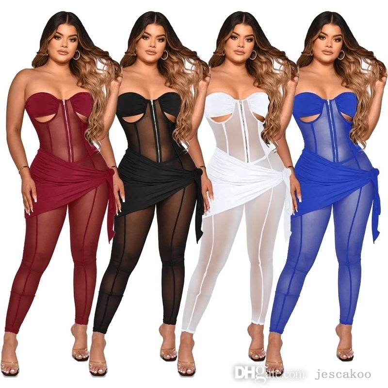 Sexy Black Mesh Splicing Jumpsuits Bodycon Leggings Designer Chest Wrapping Zipper Bodysuit Ladies Rompers Club Wear, White
Sexy Black Mesh Splicing Jumpsuits Bodycon Leggings Designer Chest Wrapping Zipper Bodysuit Ladies Rompers Club Wear, White