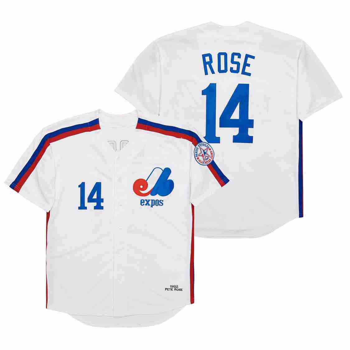 Retro Baseball Jersey Montreal Expos 14 Pete Rose 49 Warren Cromartie 4 Delino Deshields 33 Larry Walker 37 Steve Rodgers 51 Randy Johnson Stitched Bl